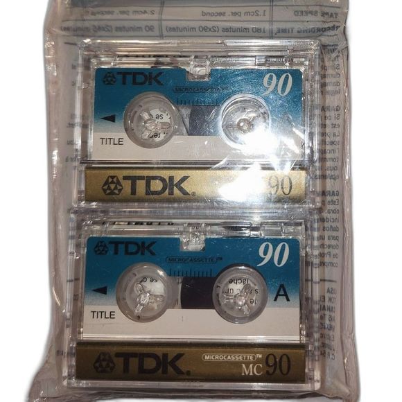 TDK MC90 Microcassette Audio 90 Minute Tape Lot of 2 NEW - Picture 3 of 4